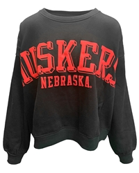 Womens Puff Print Nebraska Huskers Oversized Fleece Crew Nebraska Cornhuskers, Nebraska  Crew, Huskers  Crew, Nebraska  Ladies, Huskers  Ladies, Nebraska  Ladies Sweatshirts, Huskers  Ladies Sweatshirts, Nebraska Black Out!, Huskers Black Out!, Nebraska Womens Black Puff Print Nebraska Huskers Janise Oversized Fleece Crewneck Pressbox, Huskers Womens Black Puff Print Nebraska Huskers Janise Oversized Fleece Crewneck Pressbox