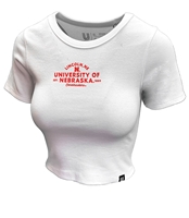 Womens University Of Nebraska Ribbed Tee Nebraska Cornhuskers, Nebraska  Ladies Tops, Huskers  Ladies Tops, Nebraska  Short Sleeve, Huskers  Short Sleeve, Nebraska  Ladies, Huskers  Ladies, Nebraska Womens White University Of Nebraska Ribbed SS Tee Uscape, Huskers Womens White University Of Nebraska Ribbed SS Tee Uscape