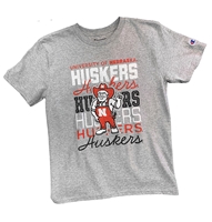 Youth Herbie Huskers Repeat Jersey Champ Tee Nebraska Cornhuskers, Nebraska  Youth, Huskers  Youth, Nebraska  Kids, Huskers  Kids, Nebraska  Short Sleeve, Huskers  Short Sleeve, Nebraska Youth Grey Iron N With Huskers Repeat SS Jersey Tee Champion, Huskers Youth Grey Iron N With Huskers Repeat SS Jersey Tee Champion